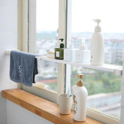 Telescopic Sundries Storage Rack Windowsill Kitchen Nail-free Sundries Storage and Finishing Bay Punch-free Closet Organizer