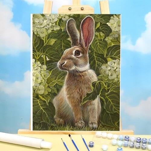 Animal Rabbit DIY Painting By Numbers Complete Kit Oil Paints 40*50 Canvas Pictures New Design For Adults Handicraft Art
