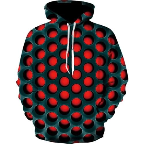 Honeycomb Printed Men 3D Sweatshirt Red Polka Autumn and Winter Loose Fit Hoodies Streetwear Leisure Hoody Man 2020 Clothes