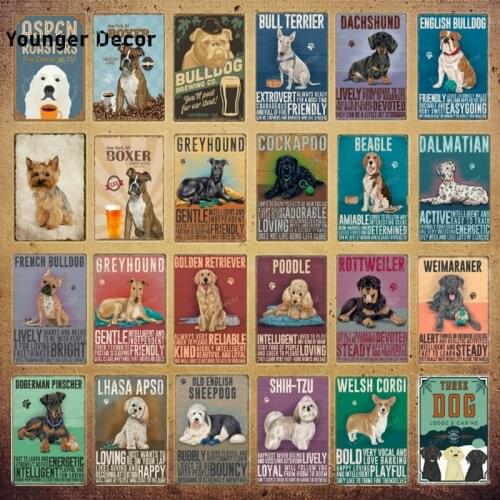 Funny Animals Pet Dogs Wall Decor Boxer Bull Dog Painting Poster Vintage Metal Tin Signs Home Bar Living Room Decoration YI-191