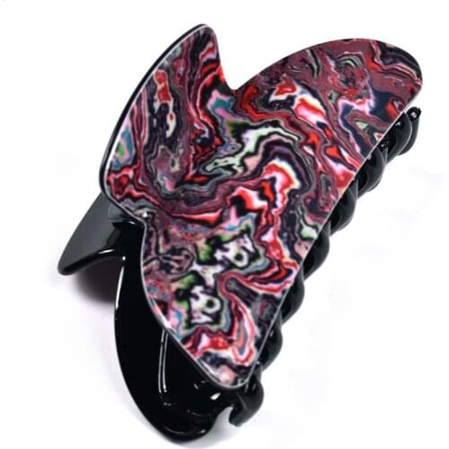 2pcs/lot 7.5cm Rock Water pattern Print Hair Claws for Women Hair Barrettes Hairpins Crab Acrylic Clip Hair Accessories 22102