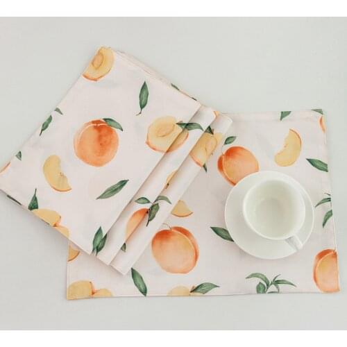 Yellow peach table mat fruit table mat heat insulation mat polyester printing anti scalding cloth
