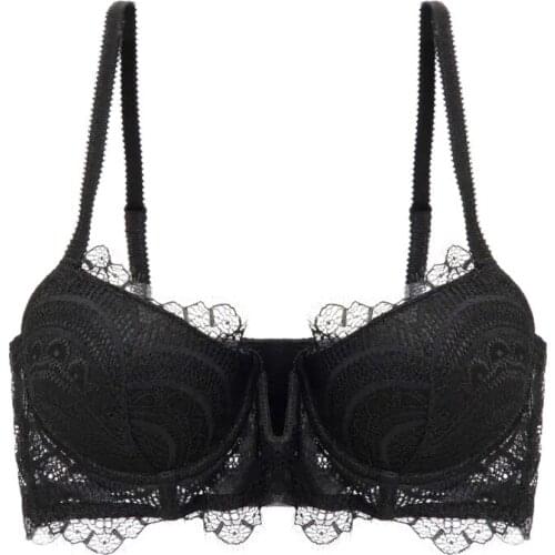 New Sexy Lace Bra For Women Bra Push Up Underwear 3/4 Cup Underwire Female Lingerie Plunge Bras Top ruffles Plus Size 32A-40D