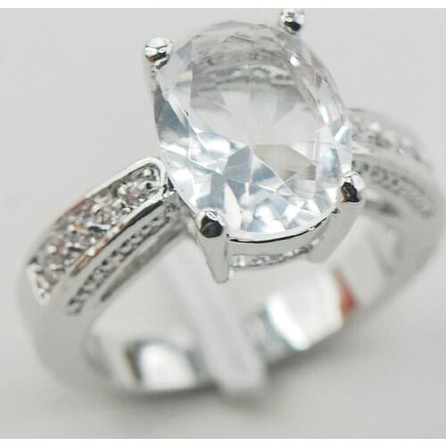 White Crystal Zircon White Crystal Zircon Women 925 Sterling Silver Ring F848 Size 5 6 7 8 9