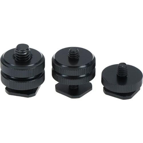 1Pc 1/4" 3/8" inch tripod mount screw with double layer to flash hot shoe adapter