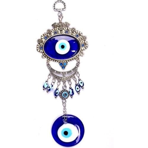 1PC 20cm Blue Turkish Evil Eye Pendant Alloy Glass Car Ornaments Home Garden Wall Hanging Indoor Decorations