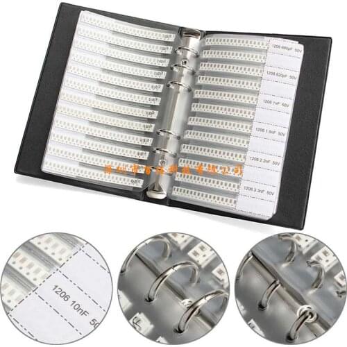1900pcs 1206 smd patch capacitor combination kit 10pf ~ 22uf 38 value x 50pcs sample book component book