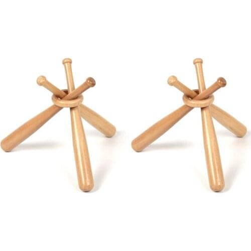 2 Pcs Baseball Golf Tennis Ball Display Stand Souvenir Ball Wood Holder Support
