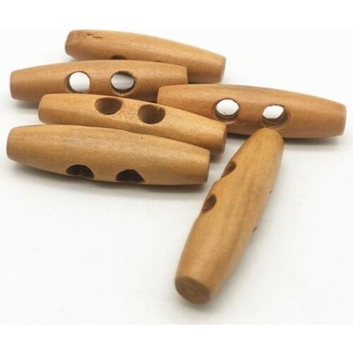 20pcs Natural 50x13mm Wood Horn Toggle Olive 2 Holes Buttons DIY Craft Accessory For Duffle Coats Sewing Crochet Knitting