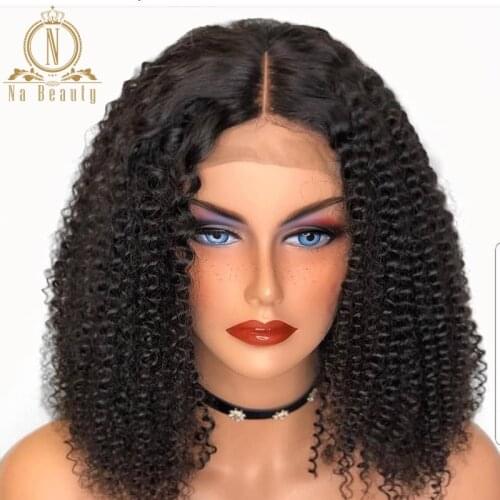 250 Density Afro Kinky Curly Lace Front Wigs Pre Plucked With Baby Hair 13x4 Lace Front Human Hair Wig Black Remy Hair For Women