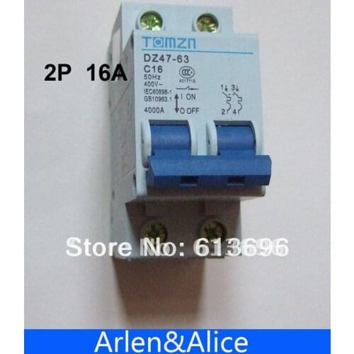2P 16A 400V~ 50HZ/60HZ Circuit breaker AC MCB safety breaker C type