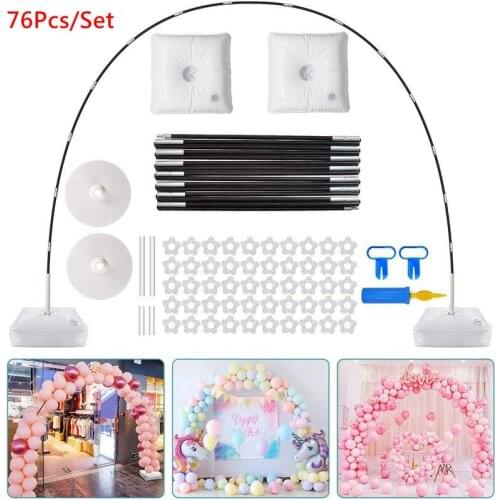 76PCS Practical Balloon Arch Kit 9FT Tall 10Ft Wide Adjustable Balloon Stand Set with Water Fillable Base 50Pcs Balloon Clips