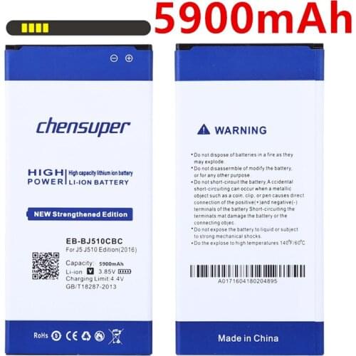 5900mAh High Capacity EB-BJ510CBC Battery for Samsung Galaxy J5 2016 Edition j5109 j5108 J510 Replacement Phone Battery