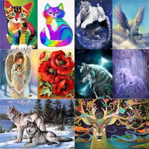 Diy Diamond Painting Red Flowers Tianma White Tiger Angel Little Girl Unicorns Modern Personality Creative Hanging Painting