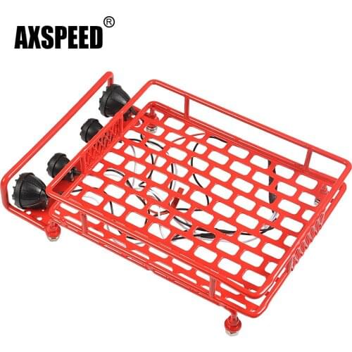 AXSPEED Metal Roof Luggage Rack with LED Bar Light for Axial SCX10 RC 1:10 Rock Crawler Car Parts