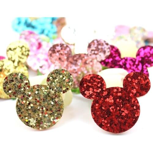 54Pcs 3.5cm Glitters Mouse head shape Shiny Appliques for Babys headwear Crafts Decor hairpin Ornament Accessories wholesale