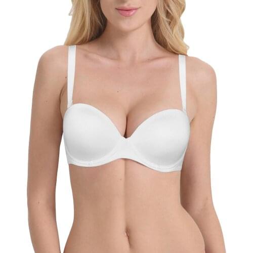 YBCG Solid White Women Bra Plus Size Padded Push Up Underwear Multiway Non-slip Strapless Bras for Women Large Cup B C D E F G