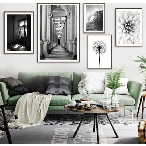 Black White Dandelion Succulents Moroccan Wall Art Canvas Painting Nordic Posters And Prints Wall Pictures For Living Room Decor