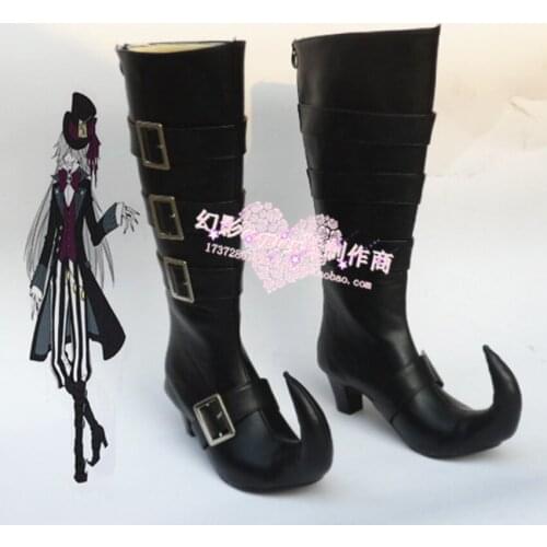Black Butler Kuroshitsuji Black Long Cosplay Boots Shoes H016