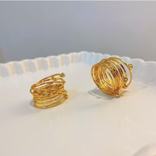 Women pearl and zircon layering rings stackable wire finger band with crystal jewelry