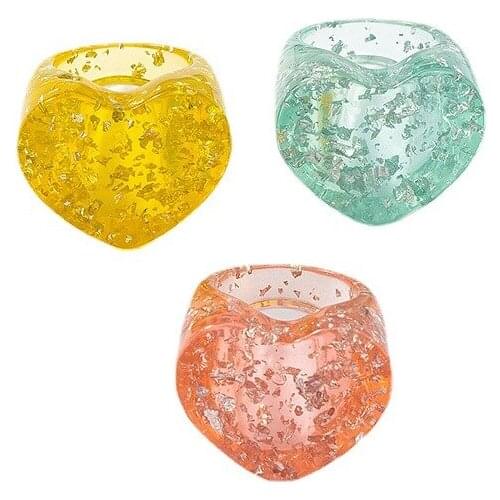 Ins Candy Pink Blue Acrylic Resin Acetic Acid Heart Knuckle Finger Piercing Rings Trendy Korean Fashion Party Jewelry