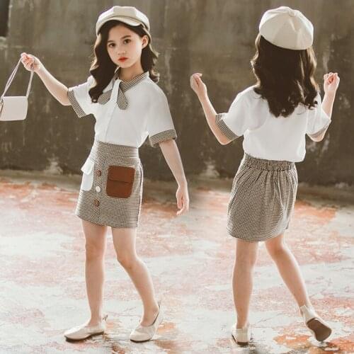 Girls Clothes Sets New Summer Girl shirt + Skirt Suits Kids Princess Childrens Clothes Children Clothing Set 4-14year