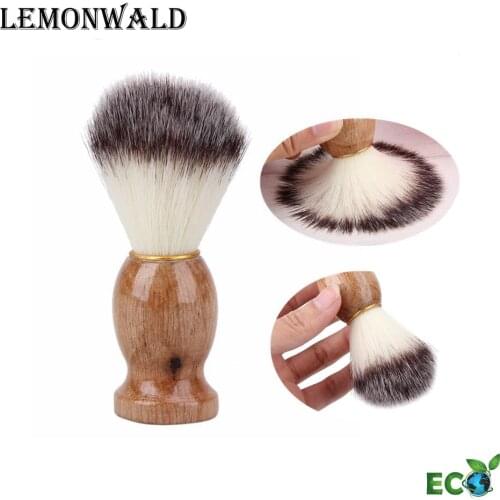 LEMONWALD Hairdressing Mens Razor Beard Handle Wood Badger Hair Razor Hairdressing Cleaning Razor Safety Brush