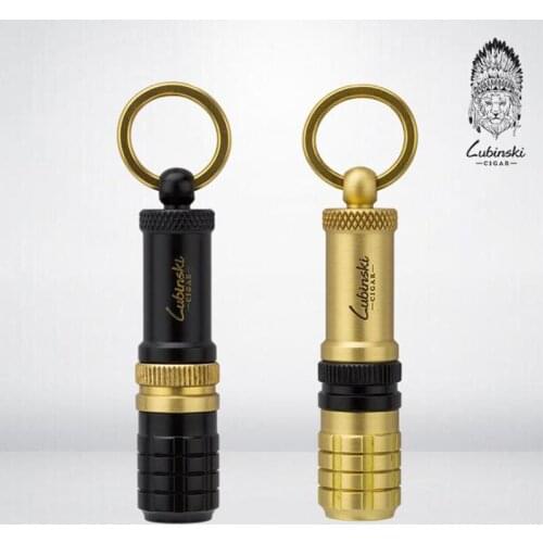 LUBINSKI High-end Metal Detachable Cigar Cigarette Punch Cutter W/Cigar Needle For COHIBA Tobacco Smoking Tool Key Ring Gift Box