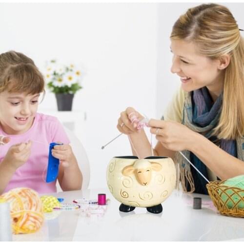 The Cute Sleepy Sheep Shaped Yarn Knitting Bowl Wool Multifunctional Storage Ceramic Storage Bowl Household