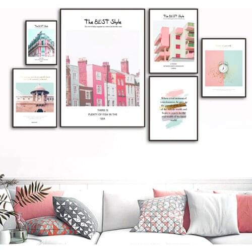 Colorful Dream Building Alarm Clock Wall Art Canvas Painting Nordic Posters And Prints Canvas Pictures For Living Room