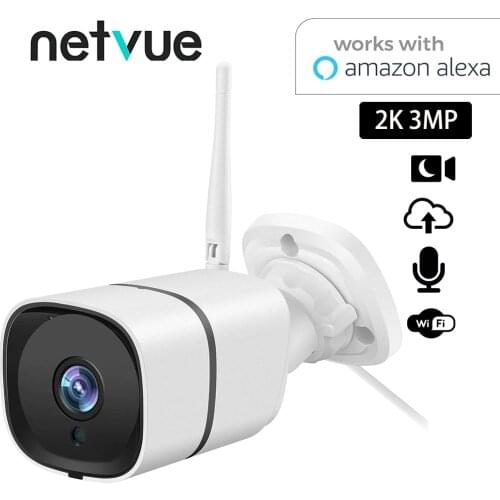 NETVUE security camera wifi 360 professional 2K Outdoor Super HD video surveillance alexa ip camera 3MP infrared LEDs Weatherpro