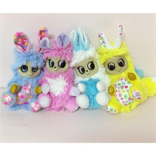 16cm Original doll Rabbit with moving eyes The ears move Pink purple Lovely Petshop animal action figure small doll toys