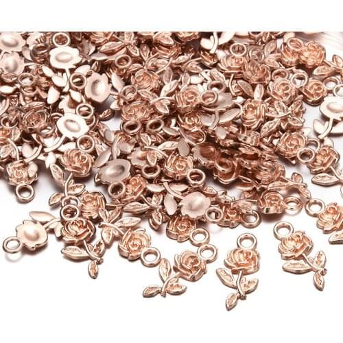 20pcs New Rose Flower Pendant Making Hot New Necklace Earrings Charm Beads DIY Tibet Silver Small Charms Jewelry Accessories