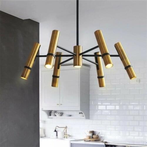 Simple modern round black gold multi-headed living room bedroom dining room Jane creative industrial style chandelier