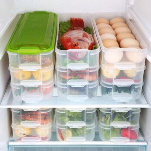 Crisper Storage Box Case Fridge Transparent Solid Boxes Three Layer Food Grade PP Vegetable Fruits Plastic Food Storage Box 1pcs