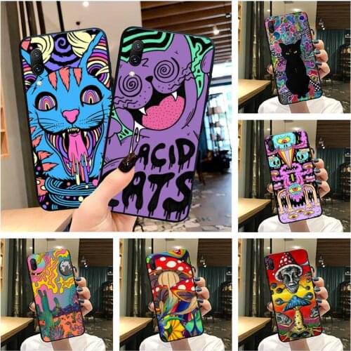 Psychedelic Trippy Cat Art Phone Case For Vivo Y91c Y17 Y51 Y67 Y55 Y7s Y81 Y19 Y97 Y93 V17 vivos5