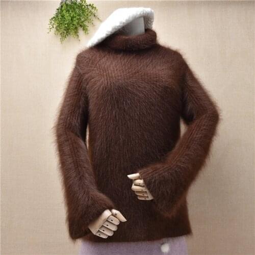 Tops Autumn Winter Women Long Sleeve Sweater turtleneck Angora rabbit fur warm Pullover Knitted Femme mink cashmere Sweaters