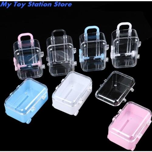 Cute Plastic Rolling Suitcase Luggage Box For Dollhouse Miniatures Accessories