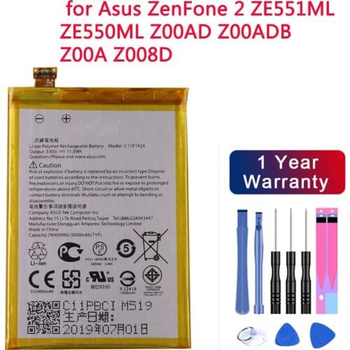 Replacement Phone Battery C11P1424 3000mAh for Asus ZenFone 2 ZE551ML ZE550ML Z00AD Z00ADB Z00A Z008D Free Tools