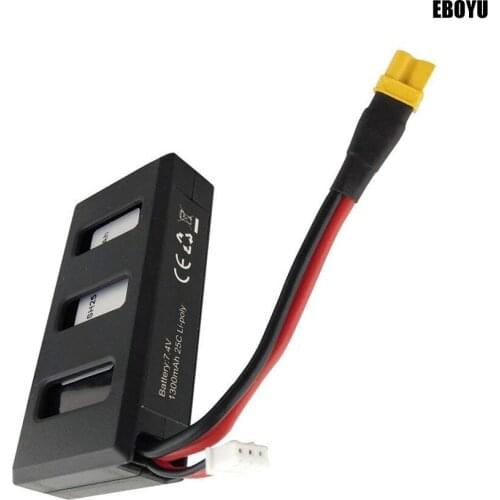 EBOYU 7.4V 1300mAh 25C Lipo Battery Replacement Battery for MJX B6 B6W B6F B6FD B8 BUGS 6 BUGS 8 Brushless RC Quadcopter Drone