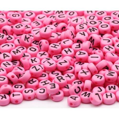 Mix Round Acrylic Alphabet Beads 4x7mm Pink Letter Spacer Loose Beads For Jewelry Making Diy Necklace Bracelet Accessories