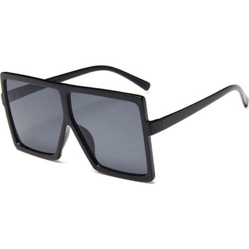 MAXJULI Square Oversized Sunglasses for Women Black Fashion Shades Big Frame Sun Glasses Vintage Retro Oculos 8076