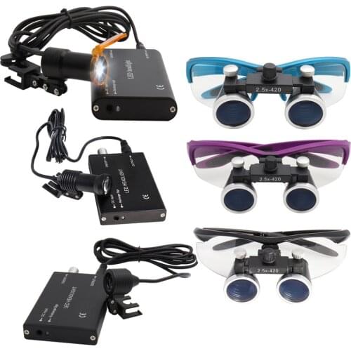 Dental Loupes Medical Magnifier 2.5x 3.5x420 Magnification Binocular Headlight Headlamp 3W 5W Cloth Case