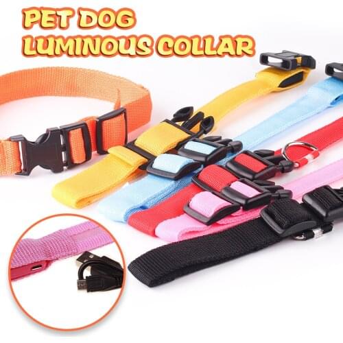 LED Dog Cat Glowing Collar USB Rechargeable Light Up Anti-Lost Leash Luminous Safety Collar for Night Walking Makes Dog Visible