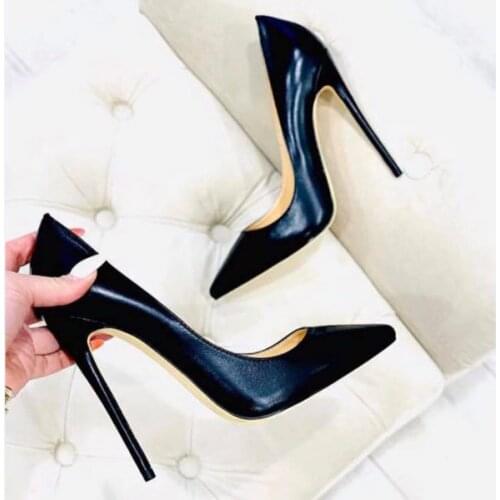 Brand Matte Leather High Heel Pumps 12cm 10cm 8cm Stiletto Heels Dress Shoes Slip on Pointed Toe High Heel Party Shoes