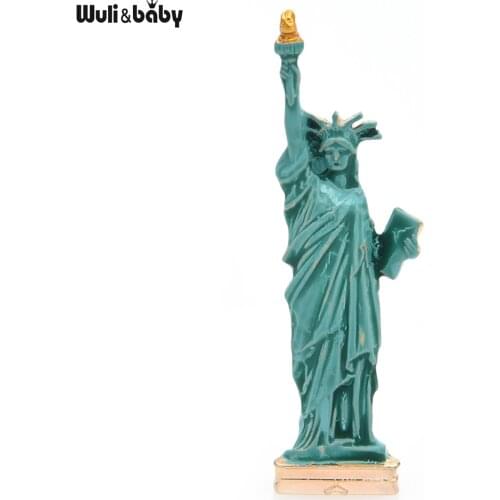 Wuli&baby Enamel Statue Of Liberty Lady Brooches For Women Liberty Enlightening the World Figure Party Office Brooch Pin Gifts