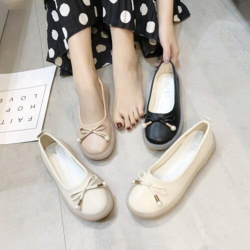 AARDIMI PU Leather Shallow Womens Ballet Flats For Women Slip On Autumn Casual Shoes Woman Solid Soft Bottom Dancing Footwear