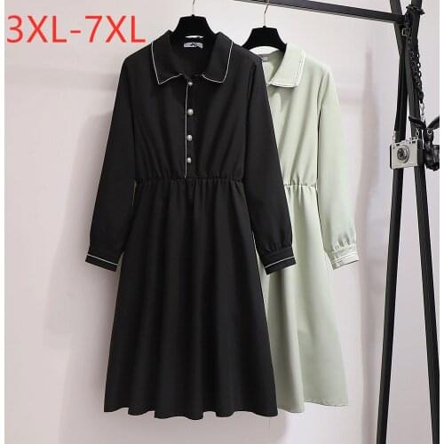 New spring autumn plus size dress for women large loose casual long sleeves elastic waist pleated dresses 3XL 4XL 5XL 6XL 7XL