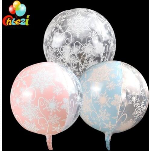 1pc Snowflake Clear 4D balloon Christmas Helium Balloons Birthday Party decoration showe kids toy Happy New Year Party Supplies