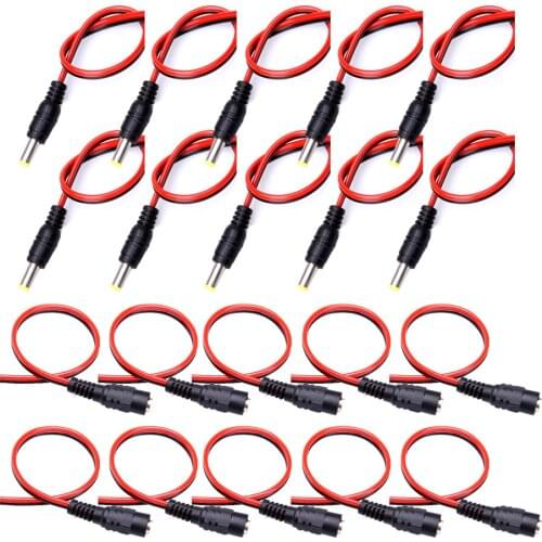 10PCS 5.5x2.1mm 24CM 12V 5A DC Power Male Female Jack Cable Adapter for CCTV Security Camera